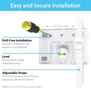 TotalMount Universal Mount for Electronics – Adjustable Wall Mount for Your Router, Wireless System, Cable Modem, DVR, Xbox, Playstation, and More (Standard Shelf – White)