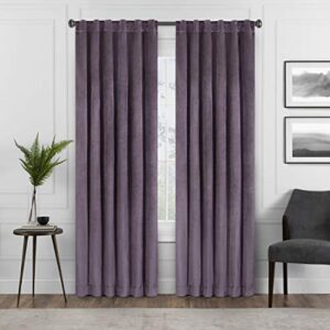 eclipse harper velvet rod pocket curtains for bedroom, single panel, 50 in x 63 in, plum