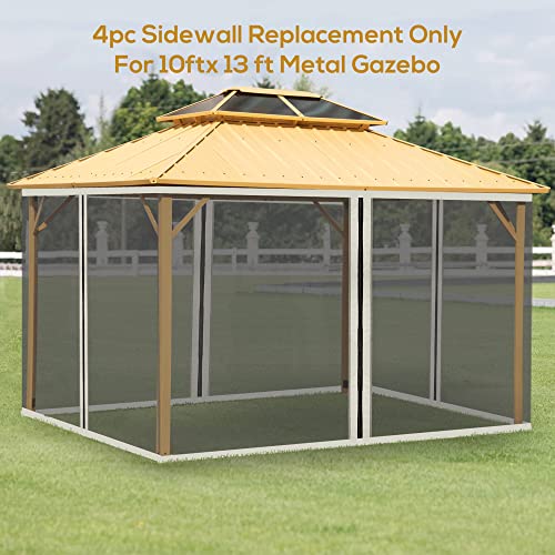 Outsunny 10' x 13' Universal Replacement Mesh Sidewall Netting for Patio Gazebos and Canopy Tents with Zippers, (Sidewall Only) Beige, Black