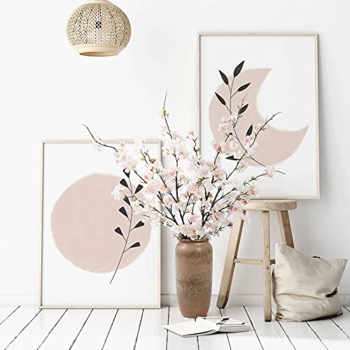 LESING 4pcs Cherry Blossom Flowers Artificial, Fake Silk Cherry Blossom Branches Tall Peach Blossom Flower Stems Arrangement for Wedding Home Office Party Decoration (Light Pink -1)