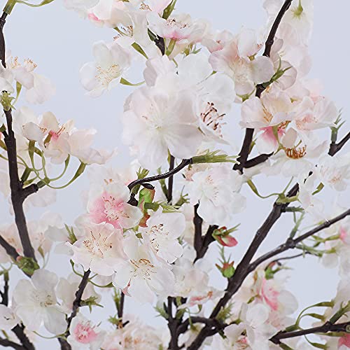 LESING 4pcs Cherry Blossom Flowers Artificial, Fake Silk Cherry Blossom Branches Tall Peach Blossom Flower Stems Arrangement for Wedding Home Office Party Decoration (Light Pink -1)