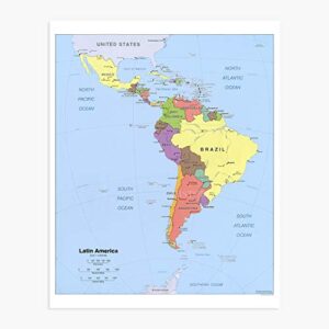 HISTORIX 2006 Latin America Map Poster - 24x30 Inch Central and South America Map - Latin American Poster - South America Map Poster - South America Wall Map