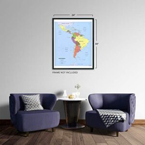 HISTORIX 2006 Latin America Map Poster - 24x30 Inch Central and South America Map - Latin American Poster - South America Map Poster - South America Wall Map