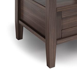 SIMPLIHOME Warm Shaker SOLID WOOD 20 inch Wide Rectangle End Table in Warm Walnut Brown with Storage, 1 Drawer, 1 Shelf, for the Living Room and Bedroom