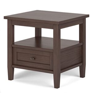 SIMPLIHOME Warm Shaker SOLID WOOD 20 inch Wide Rectangle End Table in Warm Walnut Brown with Storage, 1 Drawer, 1 Shelf, for the Living Room and Bedroom