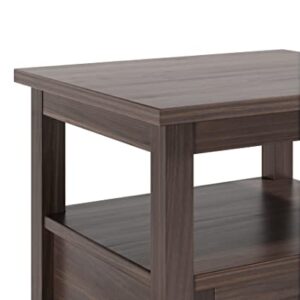 SIMPLIHOME Warm Shaker SOLID WOOD 20 inch Wide Rectangle End Table in Warm Walnut Brown with Storage, 1 Drawer, 1 Shelf, for the Living Room and Bedroom