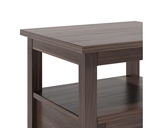 SIMPLIHOME Warm Shaker SOLID WOOD 20 inch Wide Rectangle End Table in Warm Walnut Brown with Storage, 1 Drawer, 1 Shelf, for the Living Room and Bedroom