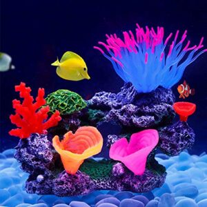 danmu 1pc glowing effect artificial coral plant ornaments, aquarium coral decor for fish tank aquarium decoration 7 4/5" x 3 1/2" x 5 9/10"