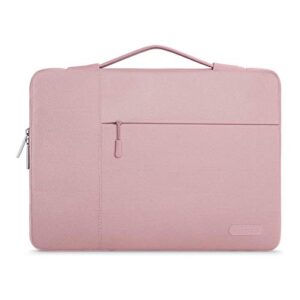 mosiso laptop sleeve with corner protection compatible with macbook air/pro, 13-13.3 inch notebook, compatible with macbook pro 14 2023-2021 a2779 m2 a2442 m1, polyester briefcase bag, pink