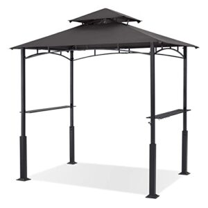 abccanopy 8'x 5' grill gazebo canopy - outdoor bbq gazebo shelter with led light, patio canopy tent for barbecue and picnic (dark gray)
