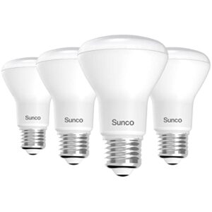 sunco 4 pack br20 led bulbs indoor flood light r20 dimmable 5000k daylight 50w equivalent to 7w, e26 medium base, recessed can lights, home ceiling lights super bright, ul & energy star