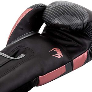 Venum Elite Boxing Gloves - Black/Pink Gold - 8 Oz