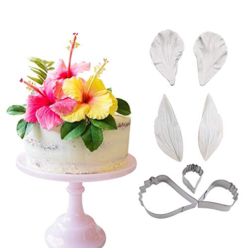 AK ART KITCHENWARE Sugarpaste Flower Craft Tools Silicone Veiner Molds and Fondant Cutters Set Cake Decorations Bakery Tools (Hibiscus)