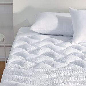 sleep zone king size cooling mattress topper, premium zoned cool mattress pad cover, padded mattress protector breathable washable, deep pocket 8-21" (white, king)