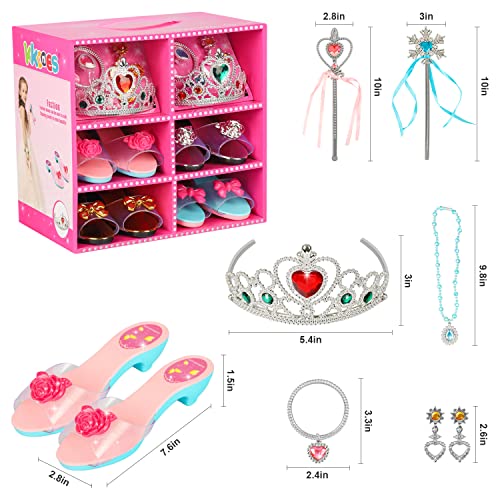 Princess Jewelry Boutique Dress Up and Elegant Shoe(4 Pairs of Girls Heels Shoes),Role Play Fashion Accessories of Crowns, Necklaces, Bracelets, Rings,Girls Beauty Gift Toys for Age 2 3 4 5 6 Year Old