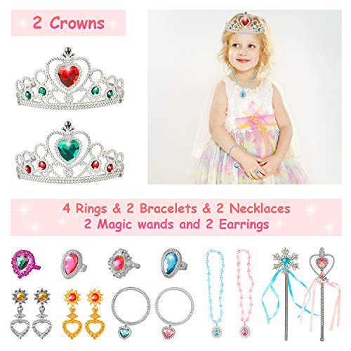 Princess Jewelry Boutique Dress Up and Elegant Shoe(4 Pairs of Girls Heels Shoes),Role Play Fashion Accessories of Crowns, Necklaces, Bracelets, Rings,Girls Beauty Gift Toys for Age 2 3 4 5 6 Year Old