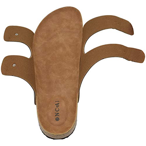 ONCAI Men's-Slide-Sandals-Beach-Slippers-Slippers Shoes Indoor and Outdoor Anti-skidding Flat Cork Sandals and Classic Summer Beach Slippers with Two Adjustable Straps Size 10