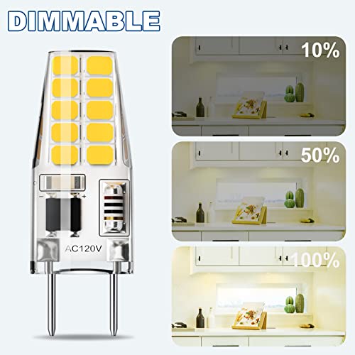 SHINESTAR 12-Pack G8 LED Bulb Dimmable, 120V T4 Bulb 20W, Warm White 3000K, Under Cabinet Light Bulb