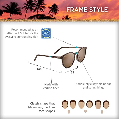 Maui Jim Men's and Women's Kiawe Polarized Classic Sunglasses, Brown Stripe/HCL® Bronze, Medium