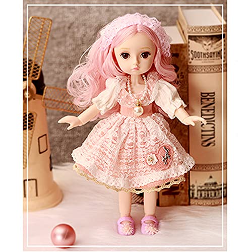 Little Bado Girls 1/6 SD BJD Doll 10 Inch 13 Removable Joints Dolls for Age 3+Year Old Girls Dolls Kids Dolls for Baby Cute Doll Toy with Clothes and Shoes Birthday for Girls Pink Hair