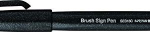 Pentel Arts Brush Sign Pen SES15C, Brush Pen, Black, Pack of 4