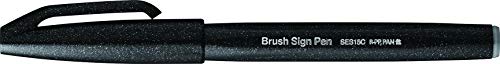 Pentel Arts Brush Sign Pen SES15C, Brush Pen, Black, Pack of 4