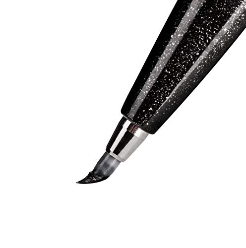 Pentel Arts Brush Sign Pen SES15C, Brush Pen, Black, Pack of 4