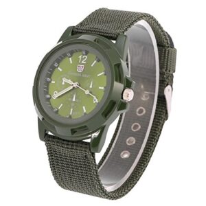 men's nylon watches, 4 colors electronic analog wrist watch round nylon strap military wristwatch(4#)
