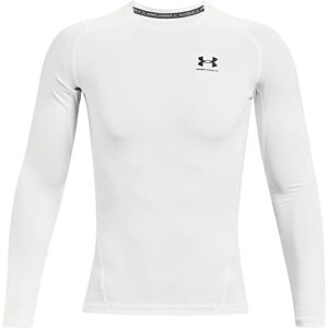under armour men's armour heatgear compression long-sleeve t-shirt , white/black , x-large