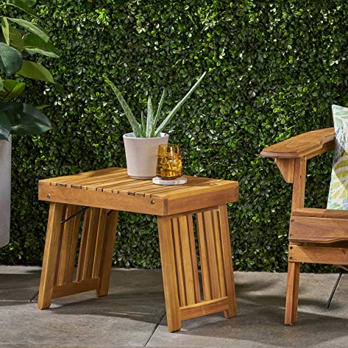 Christopher Knight Home Hilton Outdoor Acacia Wood Folding Side Table, Teak Finish