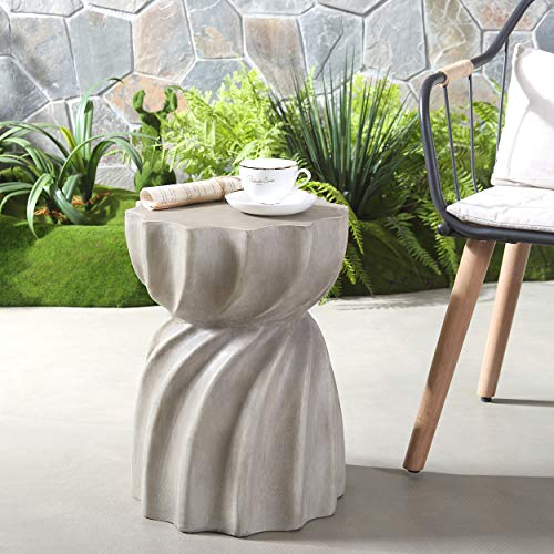 Christopher Knight Home Robin Outdoor Contemporary Lightweight Accent Side Table, Concrete Finish