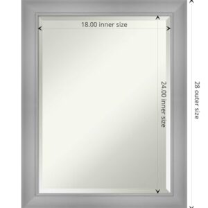 Amanti Art Bathroom Mirror, Flair Polished Nickel Wall Mirror for use as Bathroom Vanity Mirror Over Sink (28 x 22 in.) Beveled Mirror, Silver Mirror, Casual Mirror from WI, USA