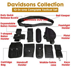 Davi Collection 10 in 1 Tactical Duty Belt, Utility Modular Equipment System Nylon Military Enforcement Belt with Pouches for Security Police, Adjustable 35-45" Black