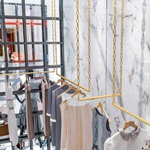 Ethemiable 2 Pcs Creative Adjustable Height Clothing Storage Chain Garment Rack, Wedding Dress Hanging Rack, Boutique Clothes Store Display Shelf, Bathroom Organization Towel Rack (Gold, 24" L)