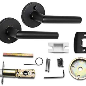 Berlin Modisch Privacy Lever Door Handle Sleek Round Easy to Open Locking Lever Set [for Bedroom or Bathroom] Reversible for Right & Left Sided Doors Heavy Duty - Iron Black Finish