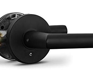 Berlin Modisch Privacy Lever Door Handle Sleek Round Easy to Open Locking Lever Set [for Bedroom or Bathroom] Reversible for Right & Left Sided Doors Heavy Duty - Iron Black Finish