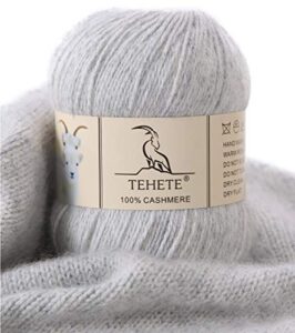 tehete 100% cashmere yarn for crocheting 3-ply warm soft luxurious fuzzy knitting yarn (grey)