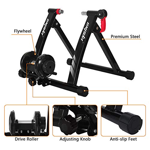 Unisky Bike Trainer Stand for Indoor Riding 6 Speed Stationary Bike Stand for Exercise Bicycle Resistance Trainers