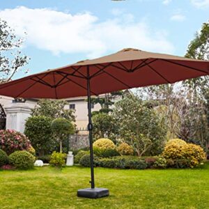 PatioFestival 15x9 ft Patio Umbrella Double-Sided Outdoor Umbrella Aluminum Garden Large Umbrella with Crank for Market,Camping,Swimming Pool(Large, Brown)