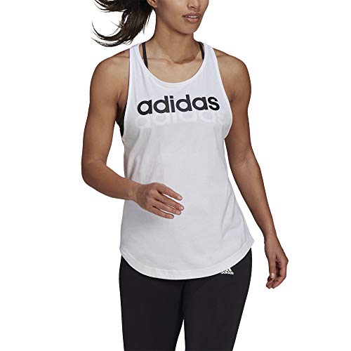 adidas womens Essentials Loose Logo Tank Top Shirt, White/Black, X-Large US