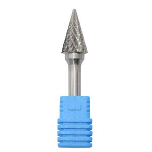 SM-5 Tungsten Carbide Burr Rotary File 25 Degree Pointed Cone Shape Double Cut with 1/4''Shank for Die Grinder Drill Bit