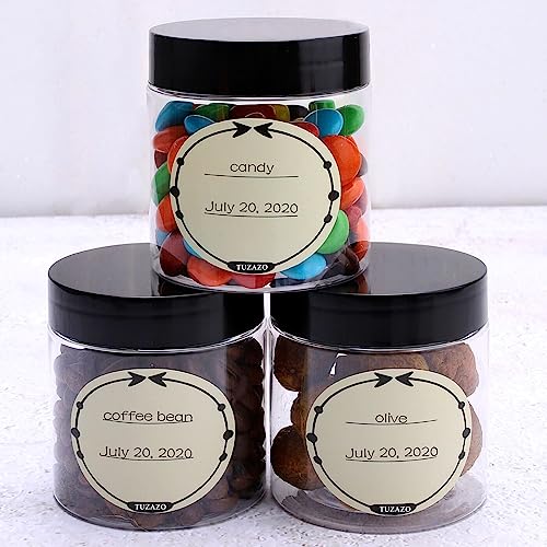 TUZAZO 4 Oz Plastic Container Jars with Lids and Labels BPA Free, Empty Round Clear Cosmetic Containers Plastic Slime Jars for Lotion, Cream, Ointments, Body Butter, Makeup, Travel Storage (12 Pack)