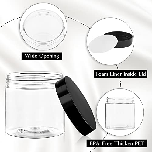 TUZAZO 4 Oz Plastic Container Jars with Lids and Labels BPA Free, Empty Round Clear Cosmetic Containers Plastic Slime Jars for Lotion, Cream, Ointments, Body Butter, Makeup, Travel Storage (12 Pack)