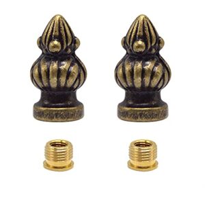 ecudis 1-3/8 inches lamp finial cap knob lamp decoration for lamp shade (antique brass, pack of 2)