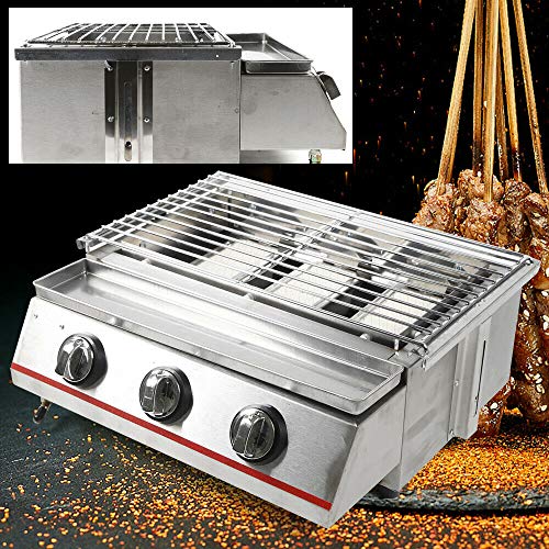 3 Burner Gas BBQ Stainless Steel Portable Grill Cooker Outdoor smokeless