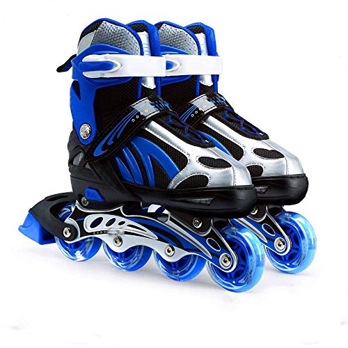 AIAIⓇ Full Flash Kids Adult Inline Skates Men and Women Adjustable Size Inline Roller Skates Upgrade Kids Roller Blade Boys and Girls pu mesh