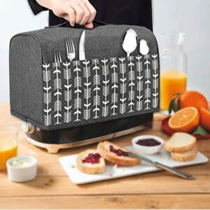 Yarwo 2 Slice Toaster Cover with Pockets and Top Handle, Nylon Toaster Cover Fits for Most Standard 2 slice Toasters, Gray with Arrow