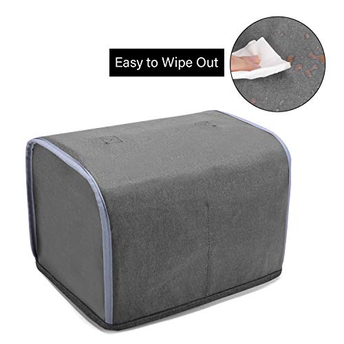 Yarwo 2 Slice Toaster Cover with Pockets and Top Handle, Nylon Toaster Cover Fits for Most Standard 2 slice Toasters, Gray with Arrow