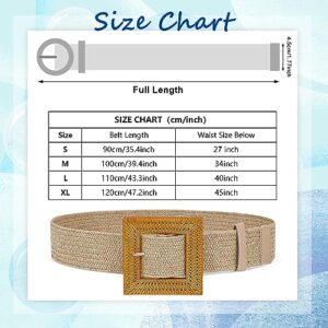 XZQTIVE Women Elastic Wide Belt - Fashion Summer Straw Imitate Woven Elastic Stretch Waist Band Boho Beach Dress Belts(5-Khaki, Fit waist size below 34 inch)