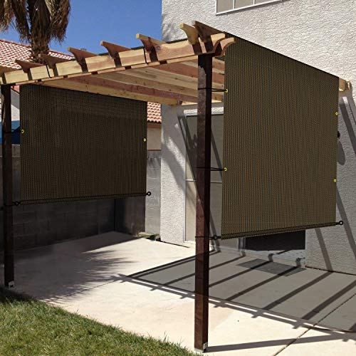 Windscreen4less Pergola Shade Cover Replacement Canopy Porch Deck Backyard Patio Pergola Shade Cover Universal Shade Panel with Grommets Weighted Rods Brown 10'x16'